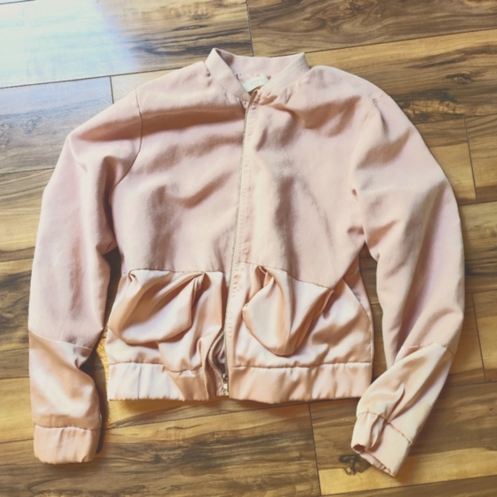 ELODIE M Delicate Bomber Jacket Pastel Pink Mermaid Puffer Kawaii Cute Soft Coat